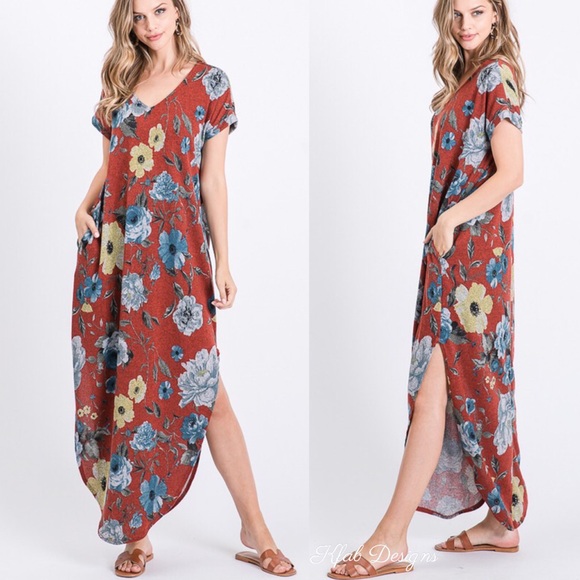 ❤️LAST! V Neck Floral Maxi Pocket Dress! - Picture 4 of 6